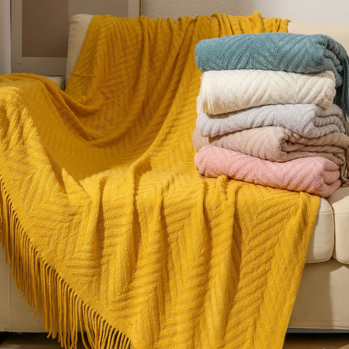 Cozy Knit Fringe Blanket Bowlift