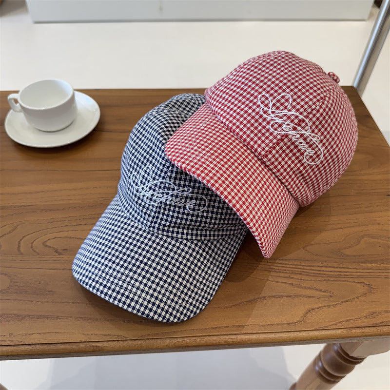 Women's Gingham Checkered Baseball Cap Bowlift
