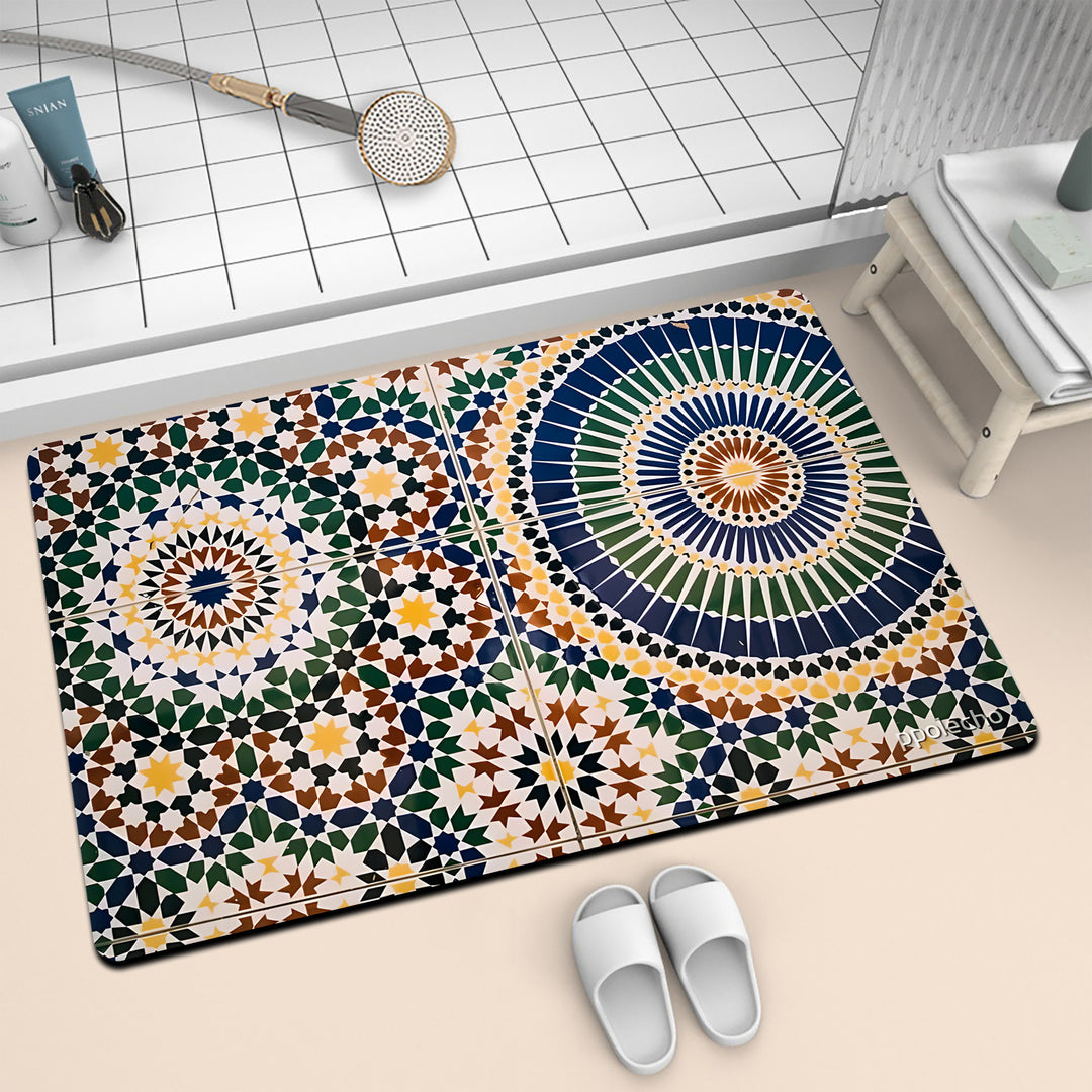 Colorful Geometric Pattern Bath Mat Bowlift