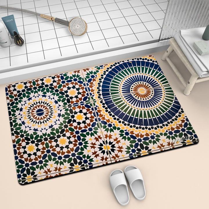 Colorful Geometric Pattern Bath Mat Bowlift