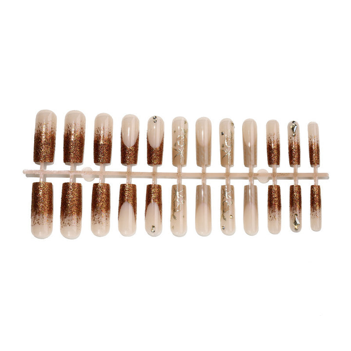 Artificial nail set with glamorous glitter and decorative elements Bowlift