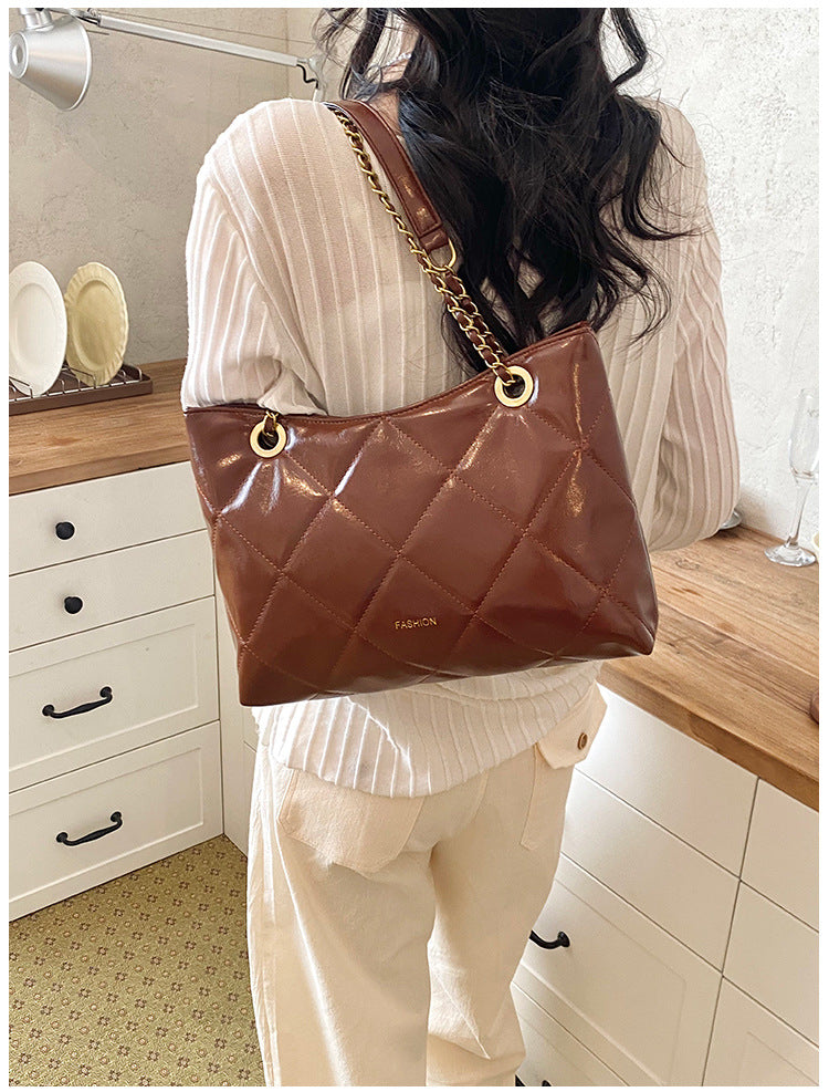 Quilted Faux Leather Tote Bag Bowlift