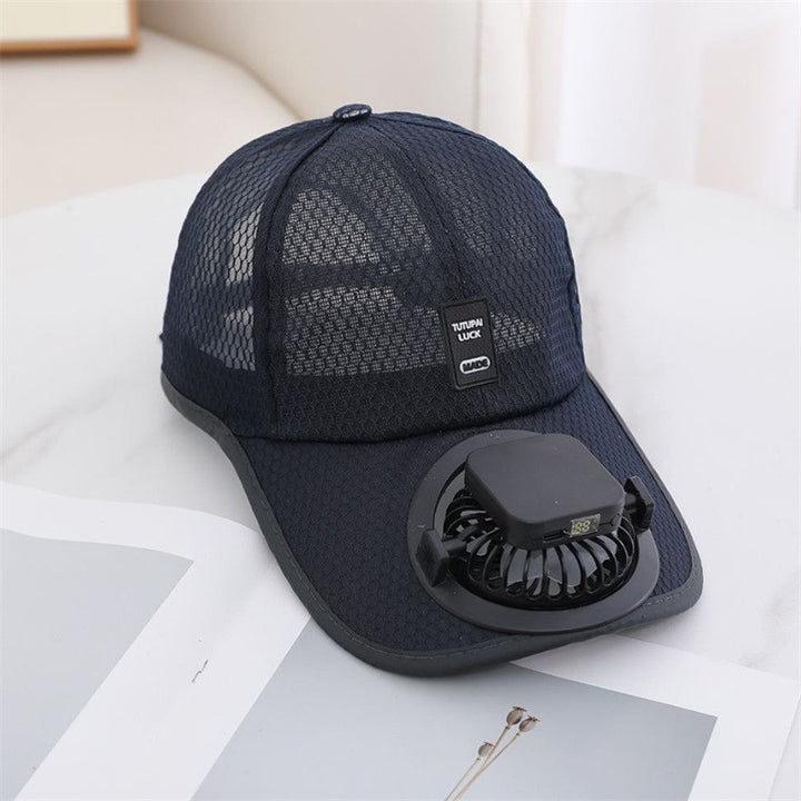 Solar-powered Fan Cap with integrated fan and breathable mesh Bowlift