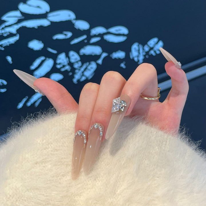 Rhinestone-Embellished Stiletto Press-On Nails Bowlift