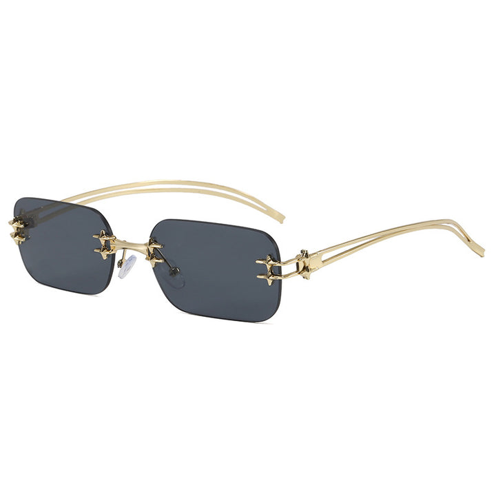 Fashionable metal sunglasses with rectangular frame Bowlift