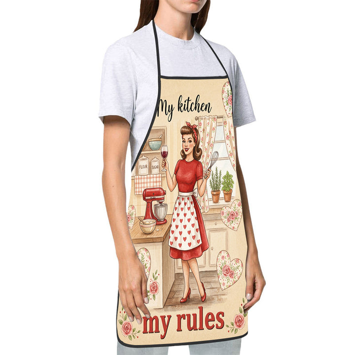 Dog Lover Full-Coverage Kitchen Apron With Adjustable Neck Strap And Waterproof Polyester Shell
