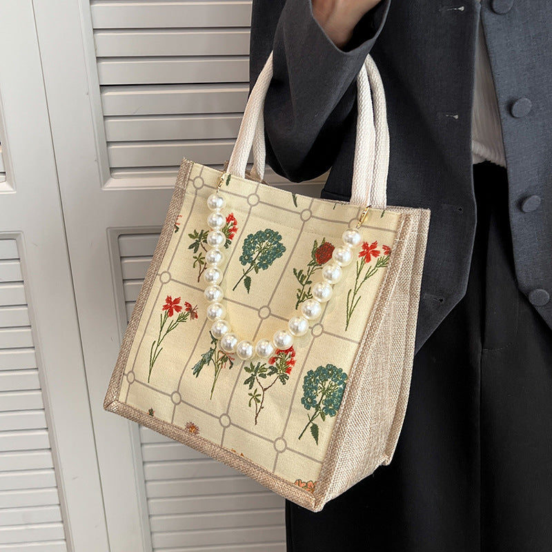 Embroidered Floral Patterned Tote Bag