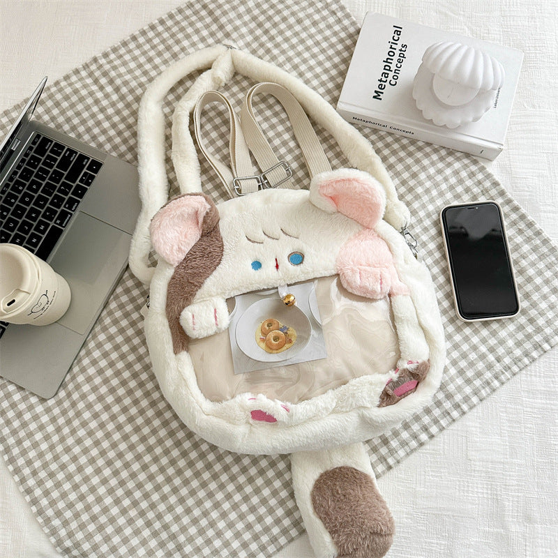 Plush handbag with transparent window Bowlift