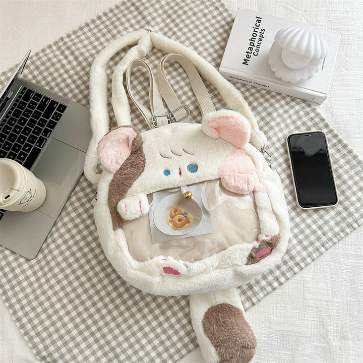 Plush handbag with transparent window Bowlift
