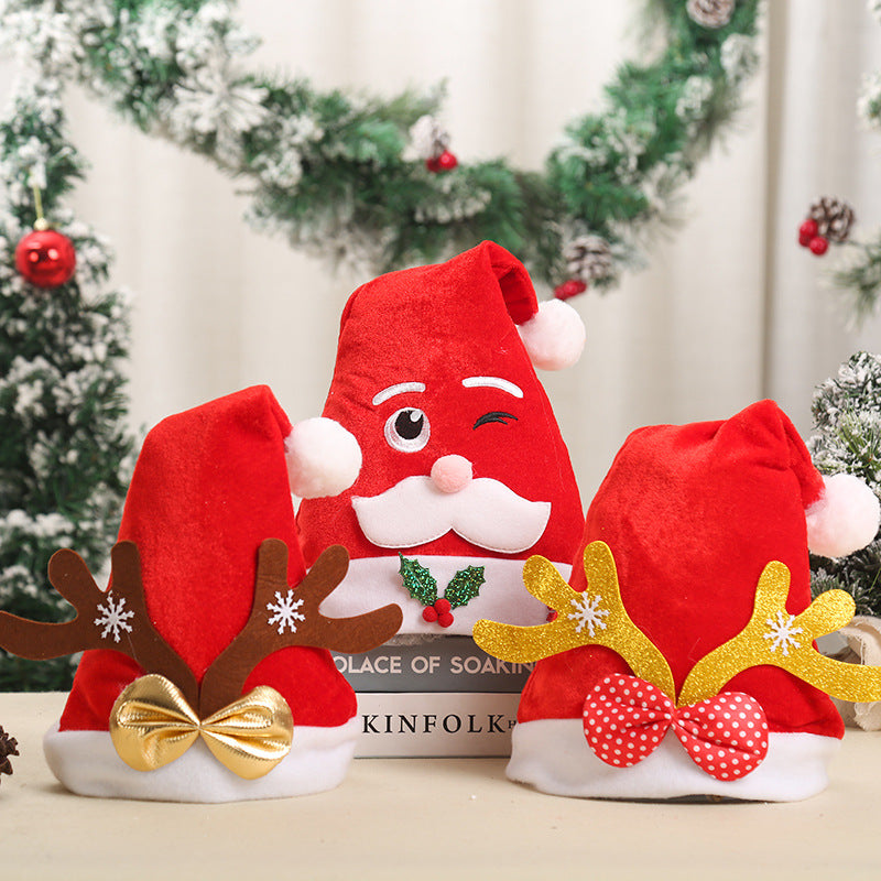 Festive Santa Hat with Reindeer Ears Bowlift