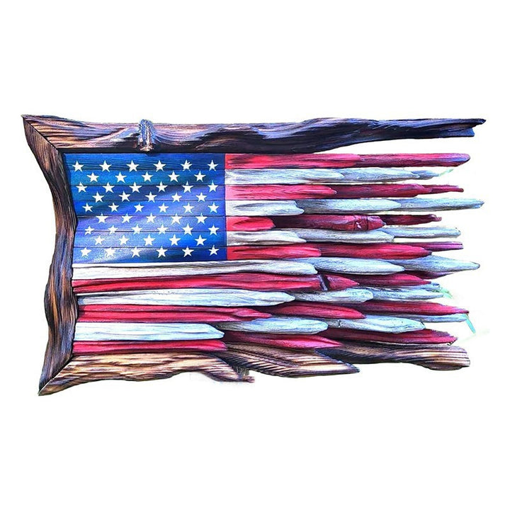 Unisex nan handcrafted rustic wall relief American flag made of driftwood Bowlift