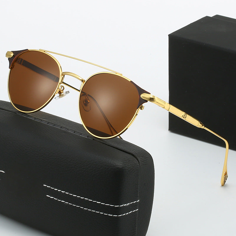 Women's round vintage sunglasses with high-quality metal frame and durable design Bowlift