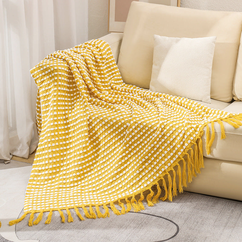 Textured Cotton Throw Blanket Bowlift