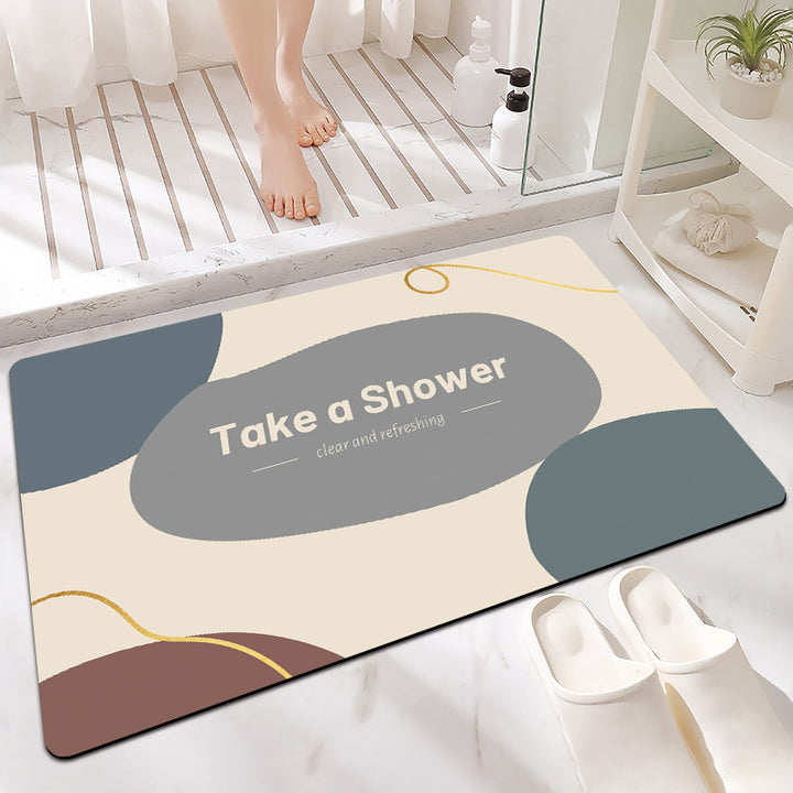 Elegant Marble-Themed Bath Mat Bowlift