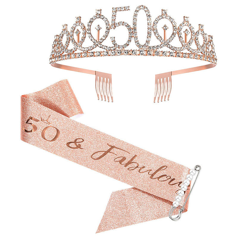 Ladies Sparkling Tiara with personalized 80th Birthday Inscription Bowlift