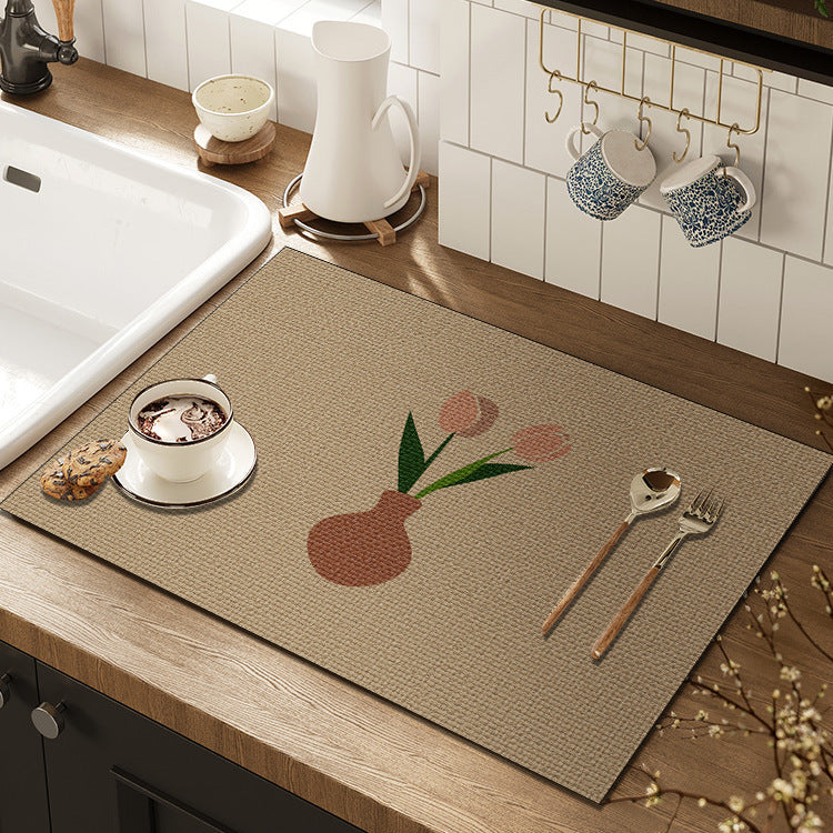 Artistic Floral Kitchen Mat Bowlift