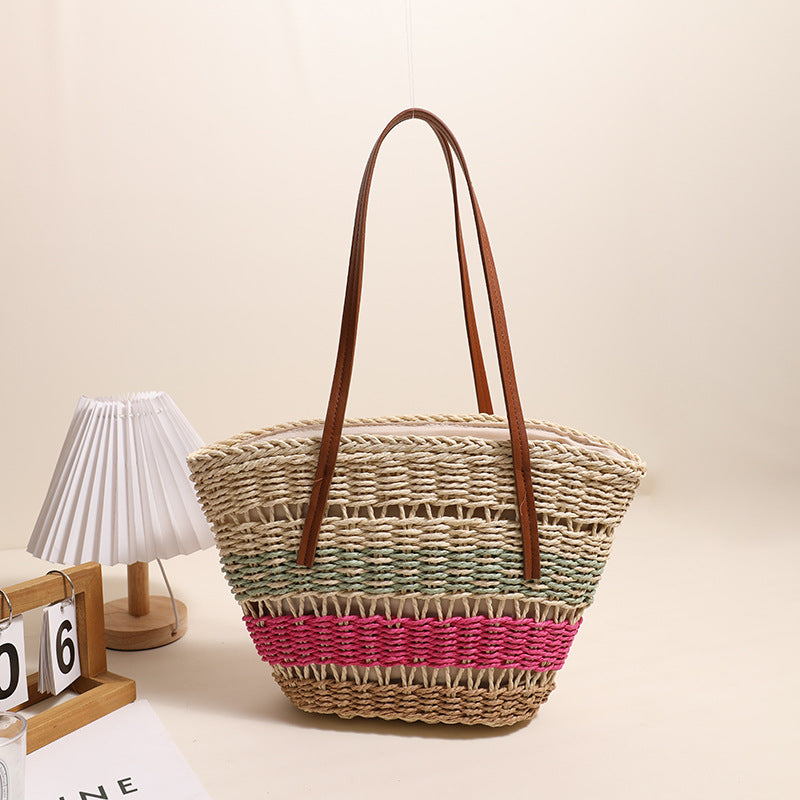 Stylish basket bag with sturdy leather handles Bowlift