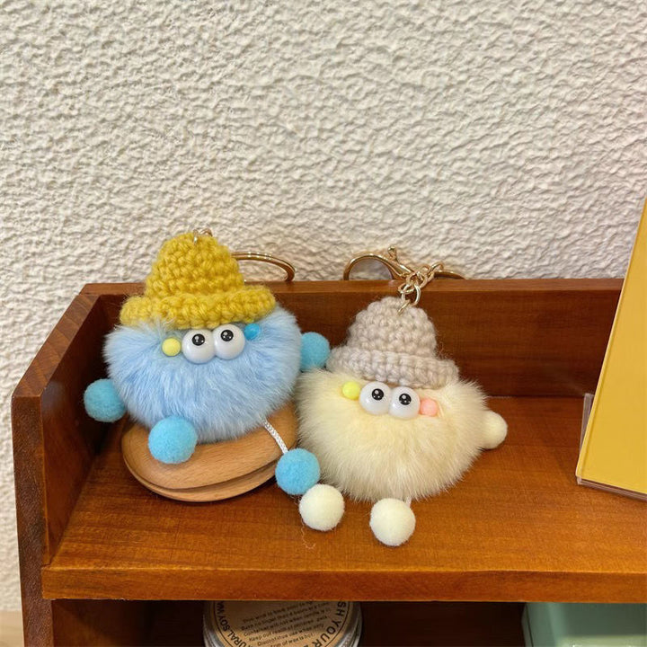 Playful Fuzzy Character Keychain Bowlift