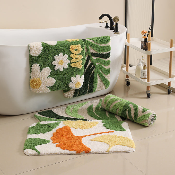 Floral-Inspired Decorative Bath Rug Bowlift