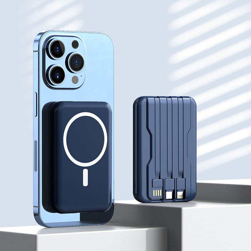 Portable Magsafe Powerbank with Integrated Charging Cable Bowlift