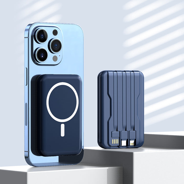 Portable Magsafe Powerbank with Integrated Charging Cable Bowlift