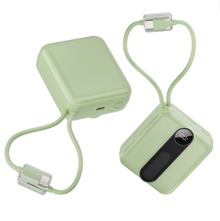 Portable power bank with integrated fast charging cables and digital charging status indicator Bowlift