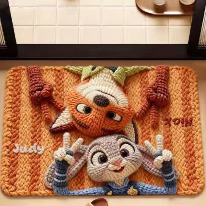Playful Animal-Themed Decorative Bath Mat Bowlift