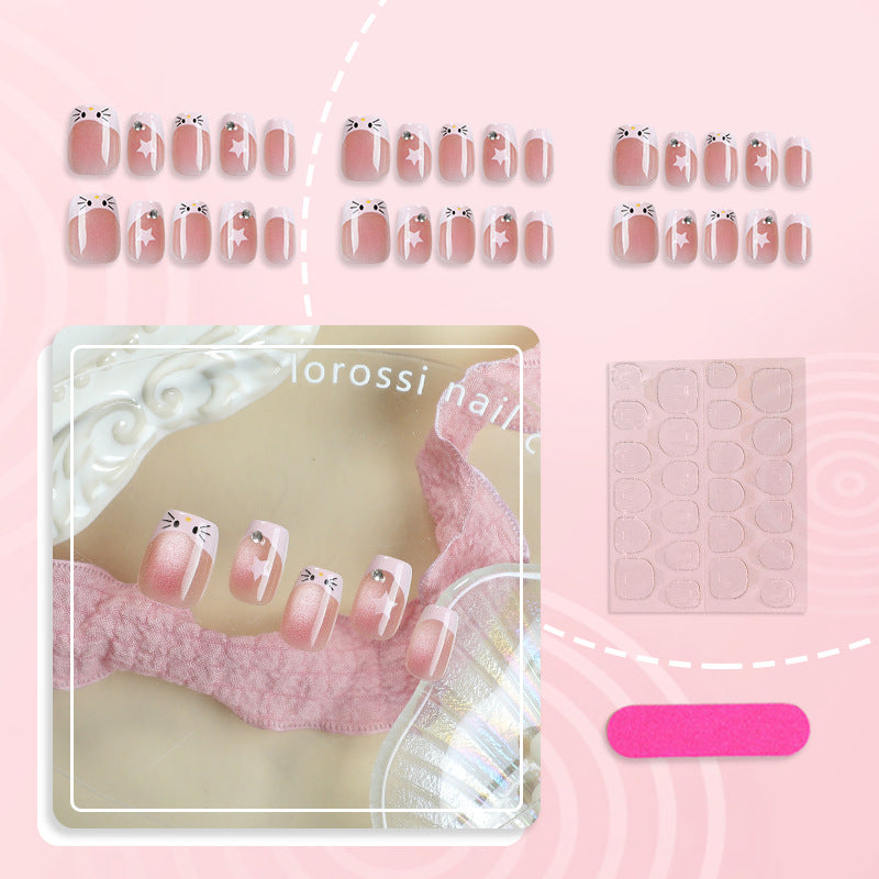Artistic Cat-Themed Press-On Nail Set