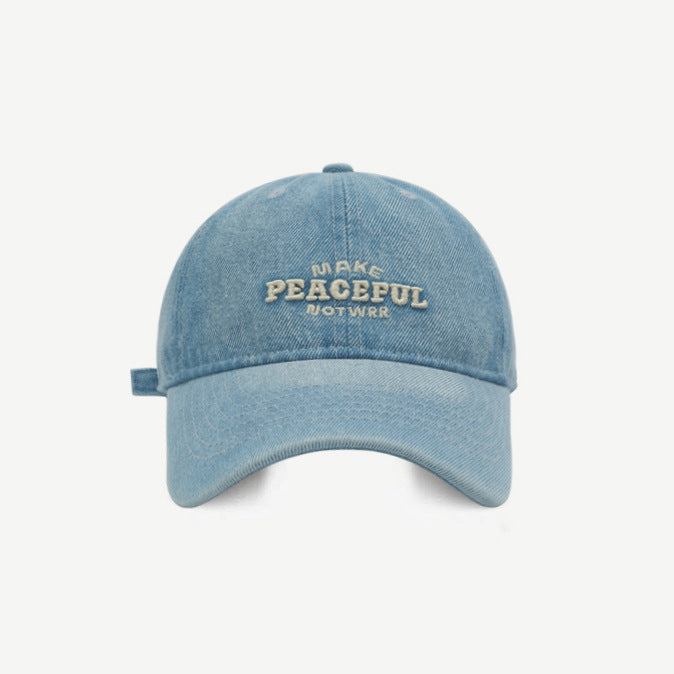Women's Distressed Denim Embroidered Cap Bowlift