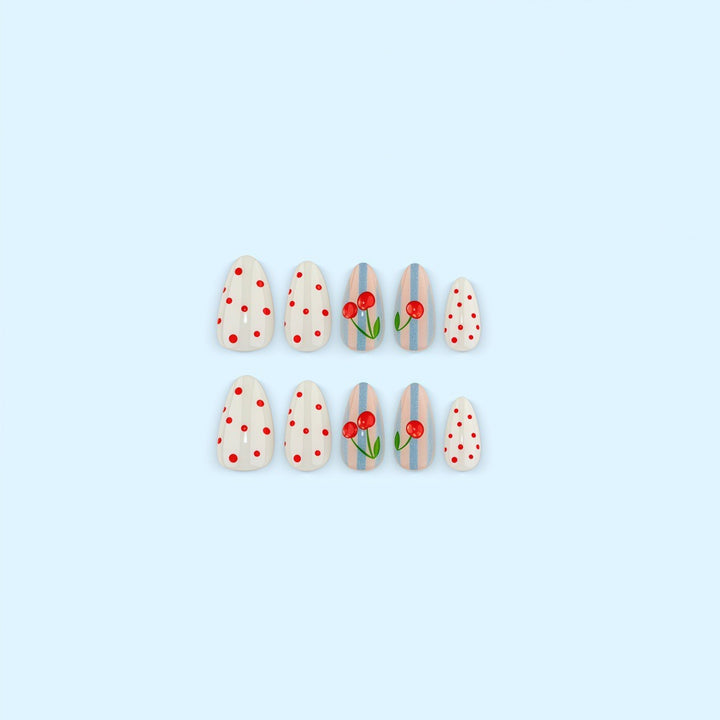 Artificial nails with fruity cherry design Bowlift
