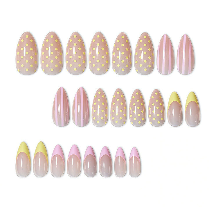 Decorative Polka Dot and Gradient Press-On Nails Bowlift