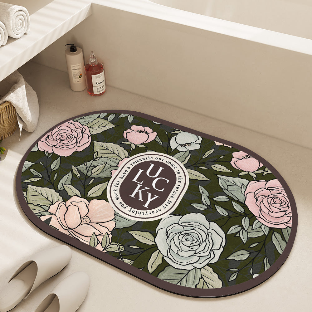 Floral Patterned Bath Mat Bowlift