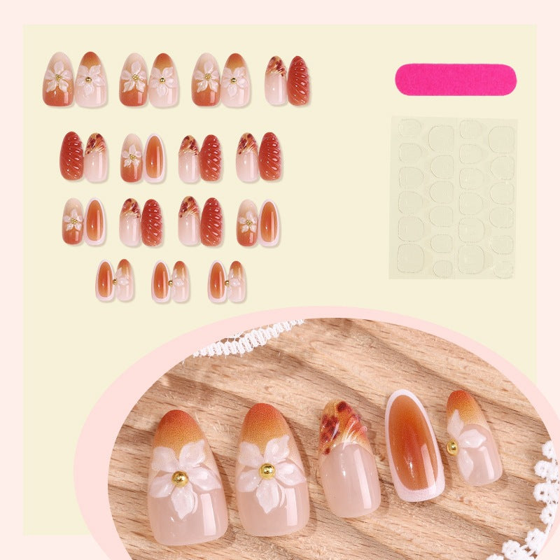 Decorative Floral Press-On Nails Bowlift