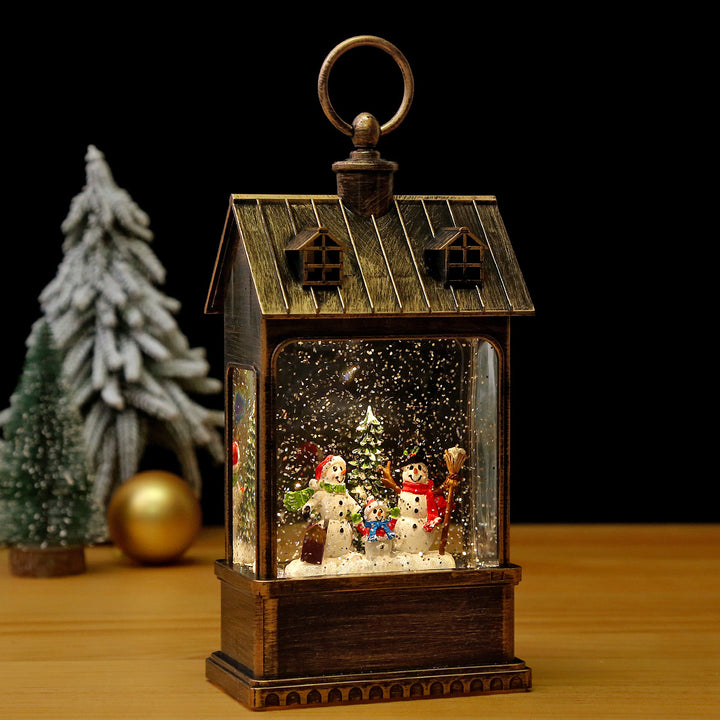 Nostalgic Christmas lantern with movable large Santa Claus Bowlift