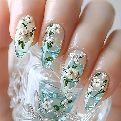 Elegant Artificial Nails in Floral Design Bowlift