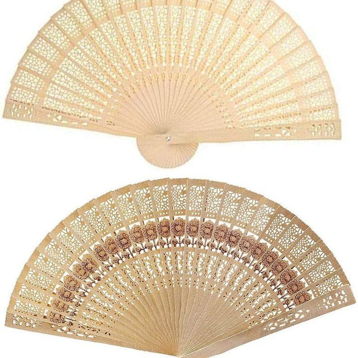 Ladies decorative hand fan made of high-quality wood with intricate cut-out work Bowlift