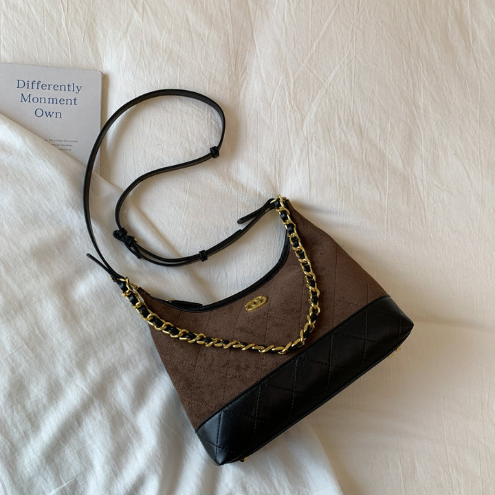 Quilted Suede Shoulder Bag Bowlift