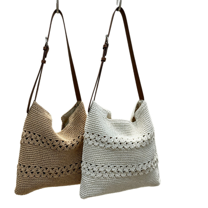 Hand-knotted shoulder bag with leather straps Bowlift