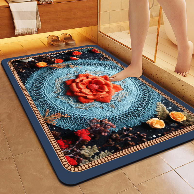 Floral Patterned Soft Bath Mat Bowlift