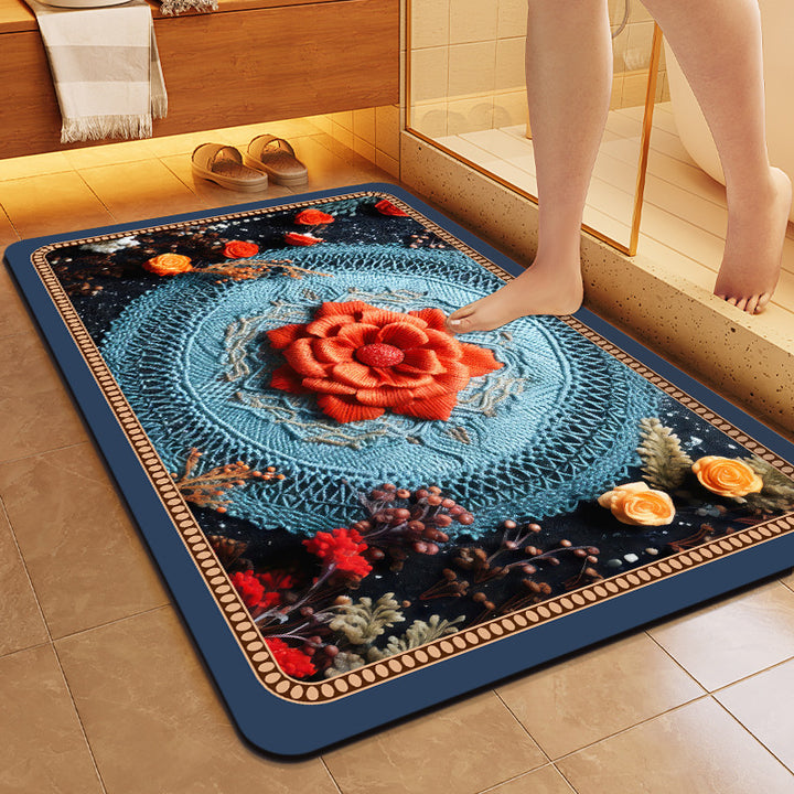 Floral Patterned Soft Bath Mat Bowlift