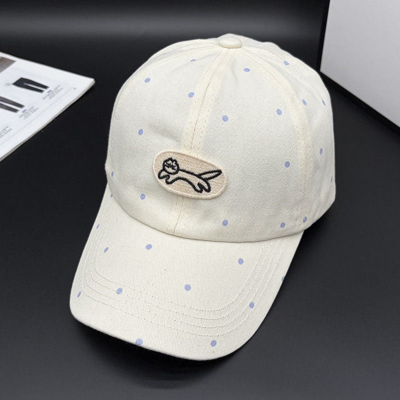 Women's Polka Dot Embroidered Baseball Cap Bowlift