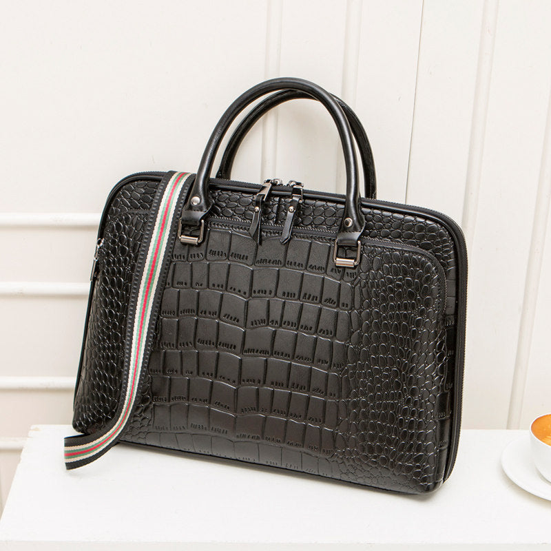 Elegant Laptop Briefcase in Crocodile Look Bowlift
