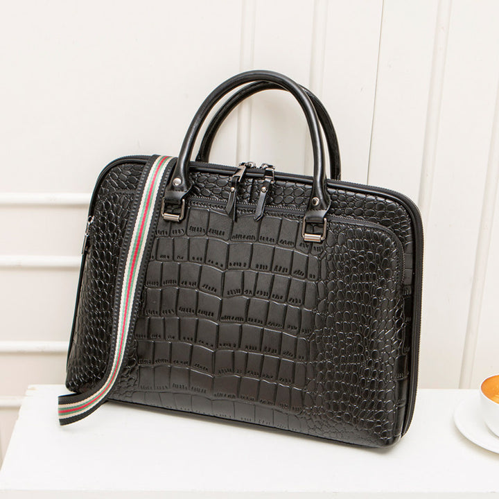 Elegant Laptop Briefcase in Crocodile Look Bowlift