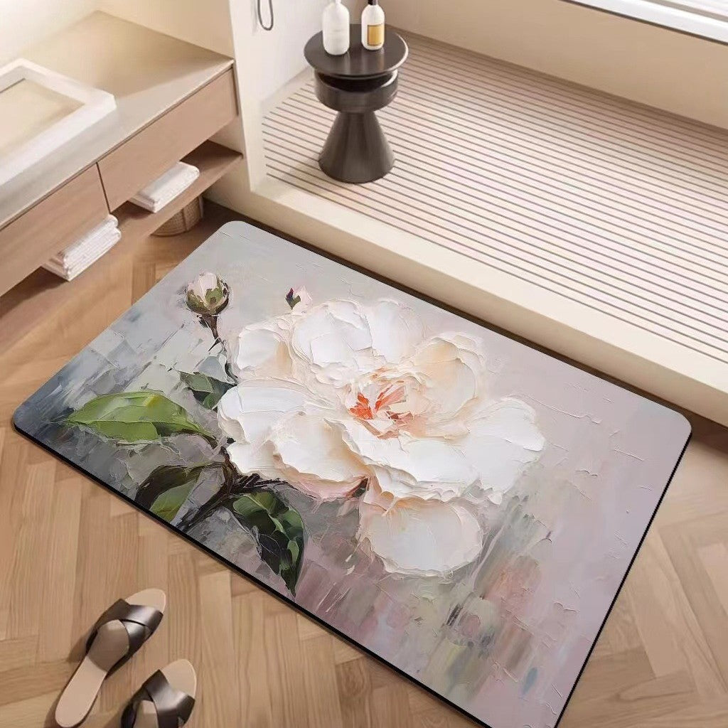 Luxury Textured Floral Bath Mat Bowlift