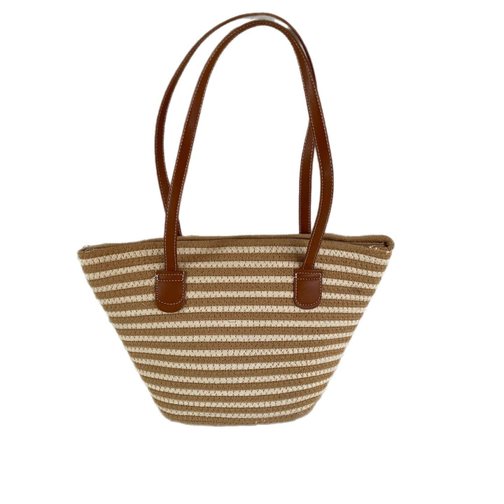 Elegant Woven Bag with Leather Handles Bowlift