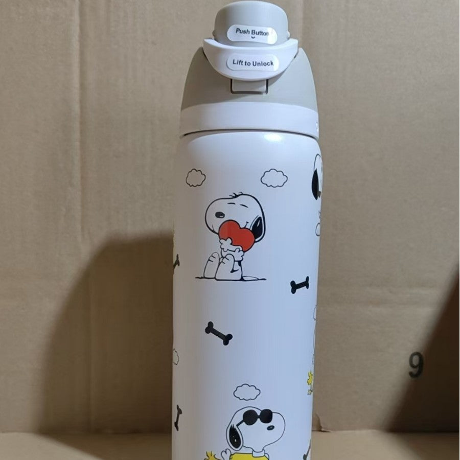 Insulated Stainless Steel Vacuum Water Bottle With One-Touch Flip Lid And Leakproof Safety Lock