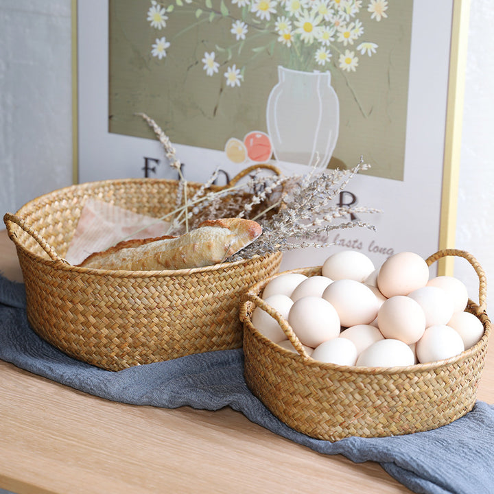 Spacious Woven Storage Basket with Ergonomic Handles Bowlift