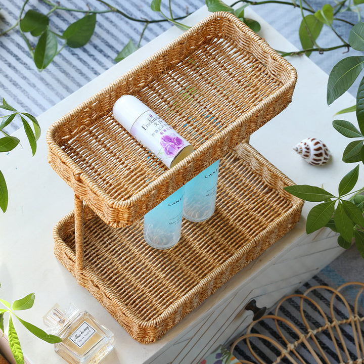 Multi-Tiered Wicker Storage Display Tray Bowlift