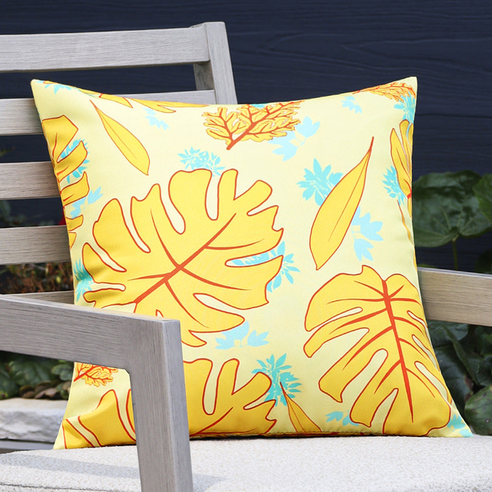Square garden cushion cover with UV-resistant outdoor polyester, tropical leaf jacquard and concealed zipper Bowlift