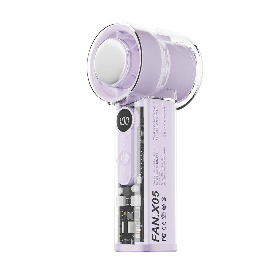 Women's Portable Hand Fan with Digital Speed Display Bowlift
